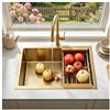HZKSINNK Lavello singolo, 60 x 40 cm, color oro spazzolato, lavello singolo, in acciaio inox, lavello da cucina, lavello o piano di lavoro, con filtro di scarico