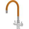 Shurity Rubinetto da cucina Sottofinestra con canna snodabile Shurity Snake 3 vie 3/8" (Cromo/Arancione)