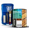 JOVIRA PINTURAS - 750 ml - Impregnante legno, Lasur idrorepellente protettivo satinato all'acqua e kit con minicubo, rullo di schiuma, bastone e pennello (750 ml, Teak + kit Vernice-Lasur) A-33-K