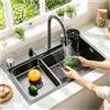 OMGMTSTORE Lavandino Cucina 85 x 45 cm,Lavello Cucina 1 Vasca In Acciaio Inox,Lavello Cucina Antracite Nero,con Rubinetto Estraibile,Sifone,Dispenser Sapone,Lavello Interno Di Ricambio e Tagliere