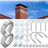 Blulu Kit di Montaggio per Antenna a Comignolo Blulu Tipo Z con Cinghie in Acciaio Galvanizzato Regolabili da 12 Piedi e Accessori, Staffa per Antenna TV in Acciaio Inox per Comignolo fino a 12 Piedi di