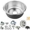 RELOVE Lavello da cucina Vasca singola in Acciaio Inox Spazzolato, Caravan Lavandino, Lavello appoggio inox piano con sifone e piletta (41 * 41 * 20cm)