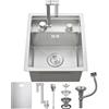 Ribanedy Argento lavello cucina 1 vasca nascosto, 35x45cm, acciaio inox sottopiano Bar/lavandino camper per Campeggio e Spazi Piccoli