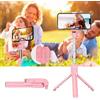 Shanrya Asta per selfie in acciaio inox ABS telescopico selfie stick treppiede per video in diretta (rosa)