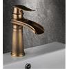 SJQKA Miscelatore Cascata Lavabo Nero, Rubinetto Alto Bagno, Miscelatore Ottone (Antico-Basso)