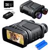 NGBFF Visore Notturno, Binocolo for visione notturna ricaricabile 850nm Infrarossi HD 5X Zoom digitale Telescopio Occhiali notturni for la sorveglianza del campeggio di caccia,per birdwatching, sport all'a