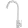 Generico Miscelatore Cucina a Canna Girevole, Rubinetto Lavello Monocomando Bianco con Aeratore Anticalcare e Risparmio Idrico, Altezza 36cm, Finitura Moderna, Kit Completo di Installazione