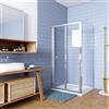 GENERIC 185cm Box Doccia Angolare Porta a Soffietto con Parete Fissa 100x70cm in Vetro Temperato Trasparente 5 mm Profilo Cromo Lucido