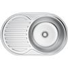 Melanstar Lavello ovale in acciaio inox, montato a filo, con ripiano e scarico 77 x 50 cm