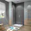 GENERIC WALK IN Parete Doccia Movibile Girevole Verso Interno e Esterno 85x185 cm in Vetro 5 mm Trasparente Temperato Telaio Bianco Argenteo Opaco