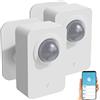 Luminea Home Control sensore pir zigbee: Set di 2 Sensore di movimento ZigBee PIR, 8 m di portata, angolo di rilevamento di 128° (movimento, rilevatore con app mobile, wifi)