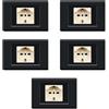 Electron CONFEZIONE DA 5 PLACCHE IN TECNOPOLIMERO, COMPATIBILE CON BTICINO MAGIC, 1 MODULO/POSTO DOPPIO, UNEL, SCHUKO, COLORE NERO, ALTA QUALITA', DESIGN CLASSICO, PER INTERRUTTORI/PRESE