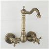 HomeLava - Rubinetto da cucina in stile antico, montaggio a parete, con doppio manico, in bronzo