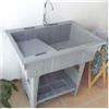 AYHARYLH Lavandino Per Biancheria Indipendente In Plastica Con Asse Per Il Lavato,Lavello Per Lavanderia Per Lavanderia,Lavello Portatile Stazione Per Lavare Le Mani,Esterno Con Collegamento(Gray)
