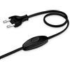 E-Led Cablaggio UE universale per lampada, lumetto, piantana (1, 150 CM NERO)
