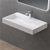 doporro Lavabo Bagno Rettangolare 70 cm, Lavandino Bagno da Appoggio o Sospeso in Minerale Fuso Bianco Opaco, Foro Rubinetto, Scarico Incluso Colossum19