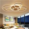 JINWELL Plafoniera LED Con Telecomando Moderno Lampadario Creativa Lampada Faretto Lampada Da Soffitto Soffitto Acrilico Paralume Moderno Elegante Plafoniera Alluminio Opaco,Marrone,6 Rings/86W