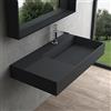 Mai & Mai Lavabo da Appoggio Rettangolare 100x48x13cm, Lavandino Bagno a Muro Lavabo da Minerale Fuso Senza Troppopieno, Antracite Opaco Col12-R