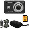 KODAK PIXPRO FZ55 Friendly Zoom fotocamera digitale (nero) confezione con scheda SD da 32 GB, custodia per fotocamera e caricabatterie da viaggio con batteria (4 articoli)