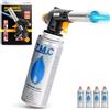Z.M.C Bruciatore a gas + 4 cartucce a gas da 227 g, bruciatore a flamber fino a 1300 °C, torcia a saldatura, torcia da cucina con fiamma regolabile