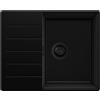 PRIMAGRAN Lavello Angolare Tutto Nero 62x50cm, Lavandino in Granito a 1 vasca + Sifone Classico, Lavabo da Cucina Incasso al Mobile 45cm - Copenhagen S195