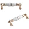 SZLXJMFL Maniglie da Cucina in Porcellana, 2 Pezzi Maniglie per Mobili Solida Ceramica | Placcatura, Maniglie per Cassetti Distanza Fori: 96-128mm Maniglia per Armadio Bianco Oro 96mm/3.8in