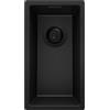 PRIMAGRAN Lavello da Cucina Tutto Nero 26x47cm, Lavandino in Granito a 1 vasca + Sifone Classico, Lavabo da Cucina Incasso al Mobile 30cm - London Slim S006