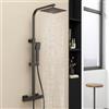 AICA ITALY SRL AICA Colonna Doccia con Miscelatore Termostatico 38℃, Set Doccia Completo Altezza Regolabile 800-1200mm, 8 Pollici Soffione a Pioggia Quadrato in Acciaio Inox, Kit Doccia Antiscottature, Nero