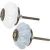 HOMOCONO Maniglia Per Mobile in Ceramica Bianca e Azzurra, Pomelli Per Porte Cucina e Manopole Per Cassetti, Set Da 2 Pezzi Compatto Per Mobili e Armadi