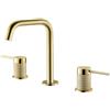 TYMYW Rubinetto per Lavabo Bagno con Due Maniglie, Miscelatore Tre Fori Rubinetto Diviso Ruotabile in Ottone,Oro Spazzolato