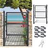 Fiqops Cancello da giardino, antracite, 100 x 100 cm, in acciaio zincato, porta del cortile, con serratura e 3 chiavi, recinzione robusta e durevole, resistente alle intemperie