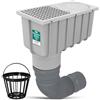 Millto Pozzetto Di Scarico Per Grondaia 110/125 mm Raccoglitore Pluviale Da Giardino Apribile Innesto Tubo Pluviale Pozzetto Di Ispezione Con Griglia Tubo Flessibile 340‑400 Grigio