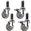LLPEIJIE026 4x Ruote per Mobili in Gomma,Ruote Girevoli Pesanti,Ruote Piroettanti con Freni - Rotolamento Silenzioso,Perno Filettato M12 x 60 mm,per Carrello a Mano,Tavolo da Lavoro(universal+brake4inch)