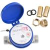 Besttoolifes Contatore per acqua fredda a flusso singolo, 1/2, per uso domestico e giardino, con adattatori filettati, compatibile con BSPT e NPT, colore: blu e grigio