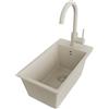 PRIMAGRAN Lavandino da Cucina Tutto Beige 28x50cm, Lavello in Granito a 1 vasca + Rubinetto 32x20cm + Set di accessori, Lavabo da Cucina Incasso al Mobile 30cm - Riga S018