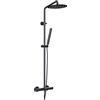 Arreditaly Colonna Doccia In Acciaio Inossidabile Nero Con Miscelatore Termostatico Design Superior Plus Moderno Multifunzione Doccia, Getto A Pioggia, Doccetta, Temperatura Costante Soffione Tondo 30 Cm