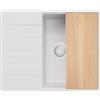 PRIMAGRAN Lavello Angolare Tutto Bianco 62x50cm, Lavandino in Granito a 1 vasca + Set di accessori, Lavabo da Cucina Incasso al Mobile 45cm - Copenhagen S252