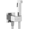 Inbagno Idroscopino Per WC E Bidet In Ottone Cromato Dal Design Squadrato Completo Di Doccetta Doppia Funzione, Miscelatore Con Corpo A Incasso E Flessibile Da 120 Cm