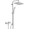 Görbach Colonna Doccia con Rubinetto Termostato, Asta Doccia Regolabile in Acciaio Inox 304, Set Doccia a Pioggia con Miscelatore, Doccetta e Soffione Doccia 35×25 cm, Cromo