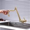 XJTNLB Rubinetto Sottofinestra Oro Spazzolato Miscelatore Cucina Vintage Rubinetto Pieghevole Lavello Cucina Girevole a 360°