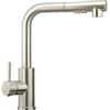 MASIDEF T191023 Miscelatore Lavello Cucina Satinato, Doccia Estraibile con Flessibile in Nylon Misura 1.5 Metri, Pulsante Cambio Getto, Attacco 3/8, Accessori di Fissaggio Inclusi, Cromato Opaco