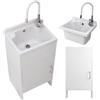 Granitan Lavatoio con mobile sottostante + miscelatore da cucina - Lavatoio in plastica per garage, cantina e officina - Mobile sottostante con ante su entrambi i lati - 42x34x24cm - Bianco