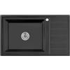 Omeere, Lavello da incasso 86x50x21, Lavello da cucina in acciaio inox 304, spessore 0,9 mm, Lavello da cucina angolare con 1 vasca e sgocciolatoio R20 (sgocciolatoio a destra - nero)