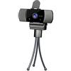Fesjoy Full HD 1080P - Webcam USB 2.0 con grandangolo senza unità con microfono, webcam per laptop, videoconferenze online in streaming live e webcam anti-peeping