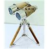 Nautical Replica Hub Binocolo in Ottone Cromato Lucido con treppiede in Legno Fatto a Mano