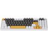 Matybobe Tastiera da Gioco Meccanica Retroilluminata RGB 78 Tasti Tastiera Cablata USB con Interruttore Blu con Manopola del Volume per PC Portatile (Giallo Bianco Grigio)