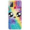 MUTOUREN Cover per Samsung Galaxy A21S Custodia in Silicone TPU Trasparenti Ultra Sottile Antigraffio Antiurto Protettivo Case con Pellicola Proteggi Schermo, Cielo Stellato e Simpatico Gatto