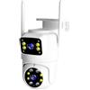 Yhytgbhk Telecamera Wifi a doppio obiettivo da 4MP PTZ Telecamera di sicurezza wireless a doppio schermo 4K for esterni Monitoraggio automatico Video sorveglianza(5MP NO SD Card)