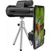 SweAtz Binocolo monoculare, telescopio monoculare, cellulare monoculare, zoom per adulti 12x50 HD con treppiede porta cellulare per escursionismo birdwatching