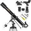 Omegon Telescopio Omegon AC 90/1000 EQ-2 | Rifrattore per principianti e avanzati | Apertura 90 mm | Lunghezza focale 1000 mm | Precisa montatura EQ-2 | Osservazione della Luna e dei pianeti